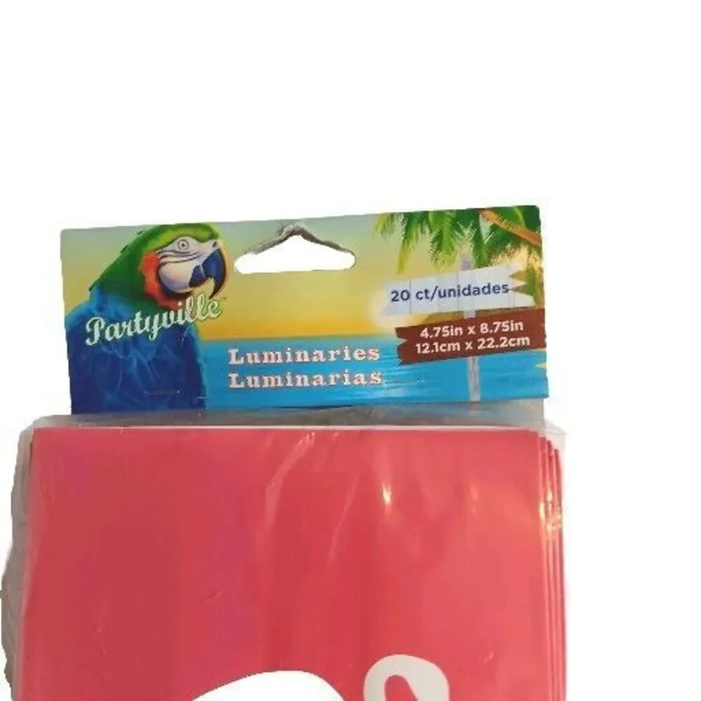 Pink Flamingo Luminaries Luau Hawaii Tropical 20 Bags New Unopened Partyville